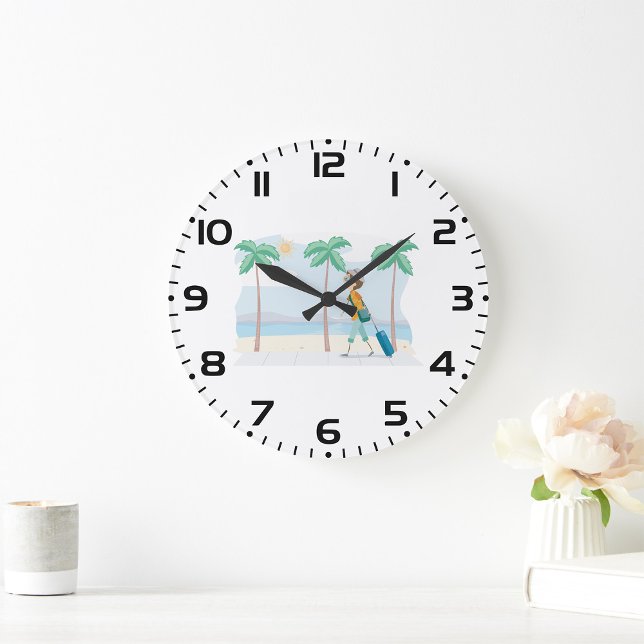 Grande Horloge Ronde Voyageur de vacances Tropical Fun Beach Travel (Créateur téléchargé)