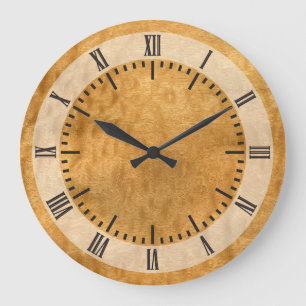 Grande Horloge Ronde Vraie fibre de bois balayée de placage de Pommele