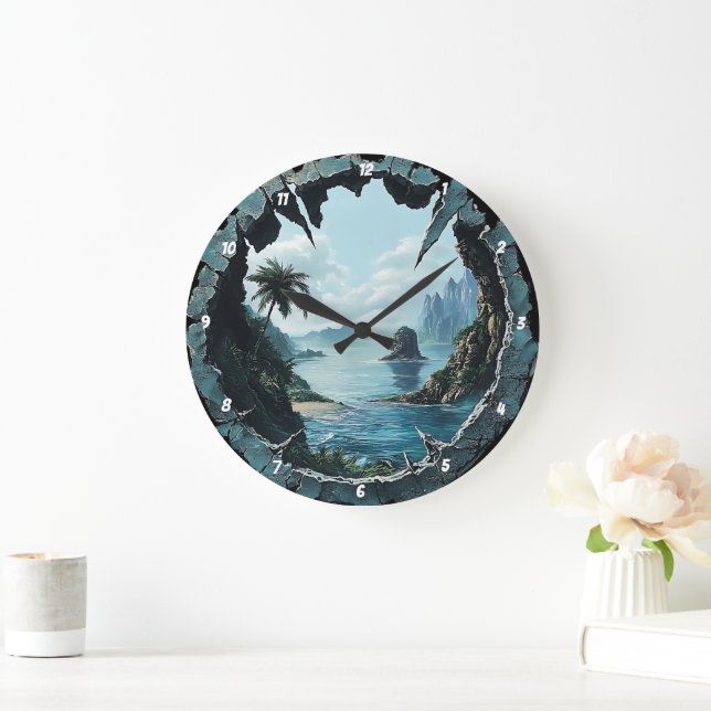 Grande Horloge Ronde Vue côtière" - Fenêtre nautique (Maison)