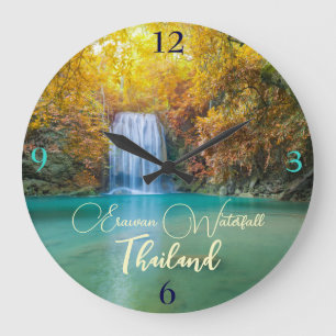 Grande Horloge Ronde Vue d'automne de la cascade d'Erawan Thaïlande