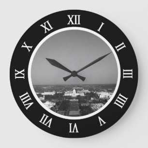 Grande Horloge Ronde Vue générale du Capitole de Washington USA Vintage