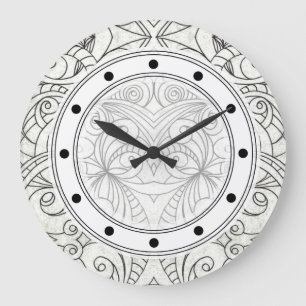 Grande Horloge Ronde Wall Clock Drawing flore abstral