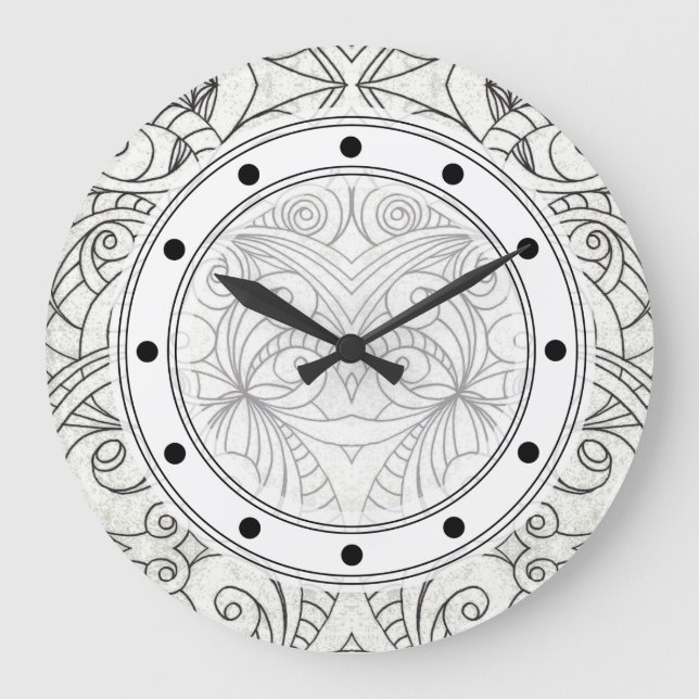 Grande Horloge Ronde Wall Clock Drawing flore abstral (Recto)