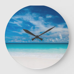 Grande Horloge Ronde Wall Clock- Tropical Beach