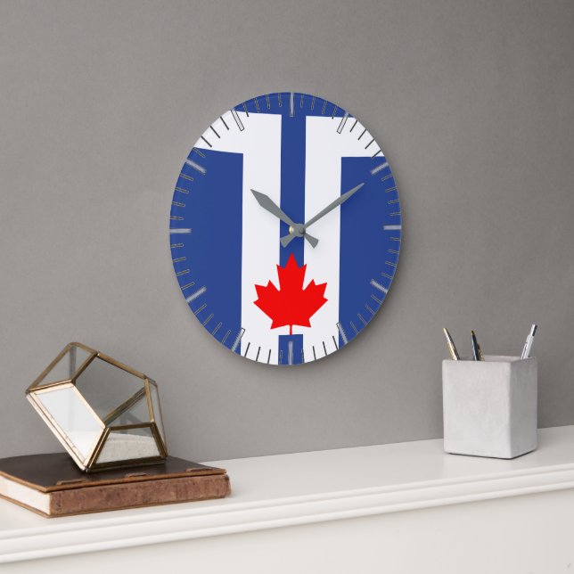 Grande Horloge Ronde Wall Clock with flag of Toronto, Canada (Bureau)