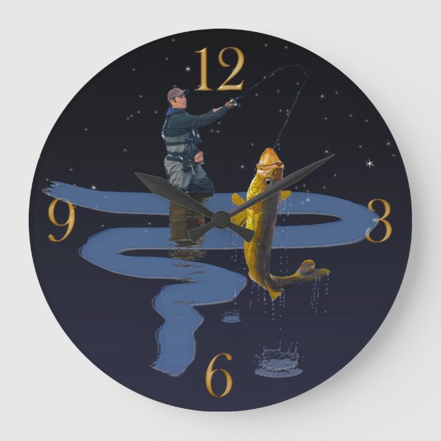 Grande Horloge Ronde Walleye Fishing Extérieur Fisherman's Sporting Gif (Recto)