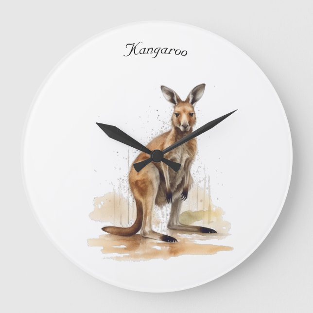 Grande Horloge Ronde Wanderer extérieur : aquarelle Kangaroo personnali (Recto)