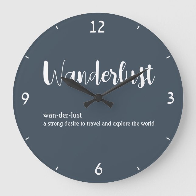 Grande Horloge Ronde Wanderlust définition blanc gris bleu couleur (Recto)