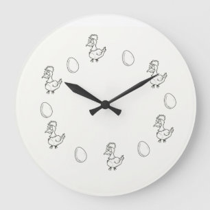 Grande Horloge Ronde Wanduhr ! Le poulet ou l'oeuf ! La montre de cuisi