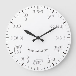 Grande Horloge Ronde Wanduhr Mathe Uhr 3 x 3 Drei mal Drei