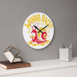 Grande Horloge Ronde Wanna Race? Funny Melting Snail Ironic Wall Clock