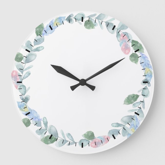 Grande Horloge Ronde Watercolor Eucalyptus (Recto)