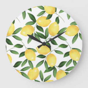 GRANDE HORLOGE RONDE WATERCOLOR LEMONS