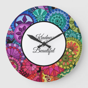 Grande Horloge Ronde Watercolor Rainbow