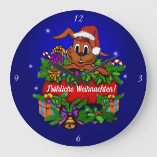 Grande Horloge Ronde Weihnachtskaninchen, Fröhliche Weihnachten !