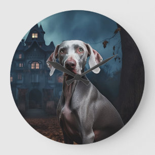Grande Horloge Ronde Weimaraner Halloween Épouvantable