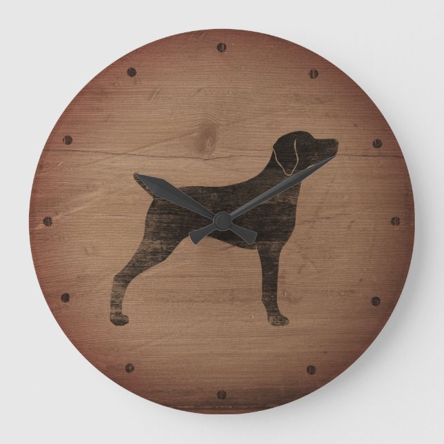 Grande Horloge Ronde Weimaraner Silhouette Rustique (Recto)