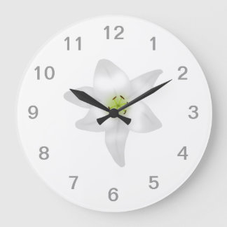 Grande Horloge Ronde White Lily.