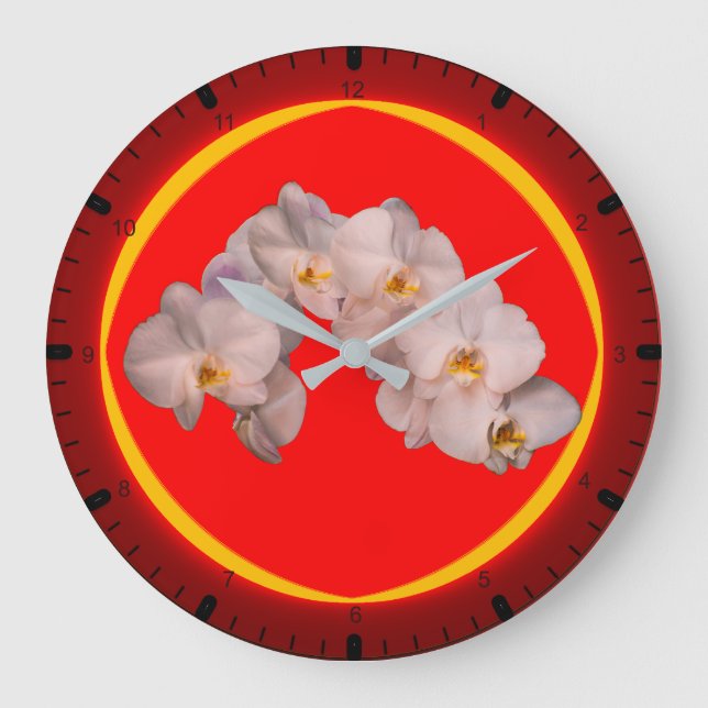 Grande Horloge Ronde White orchid on red (Recto)