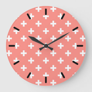 Grande Horloge Ronde White polka crosses on peach