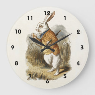 Grande Horloge Ronde White Rabbit from Alice In Wonderland Vintage