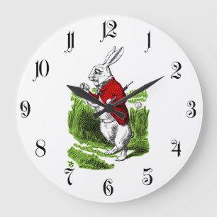 Grande Horloge Ronde White Rabbit looking at watch. Illustration