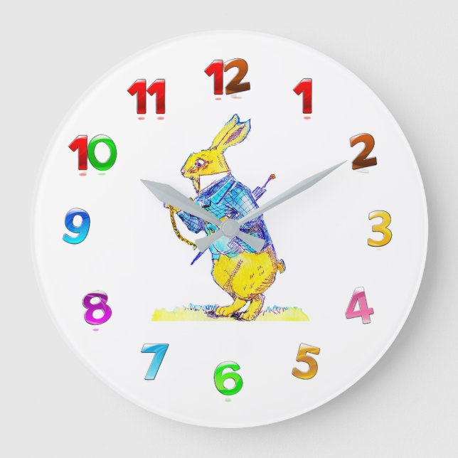 Grande Horloge Ronde White Rabbit Wall (Recto)