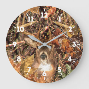 Grande Horloge Ronde White Tail Deer Head Energy Spirited on a