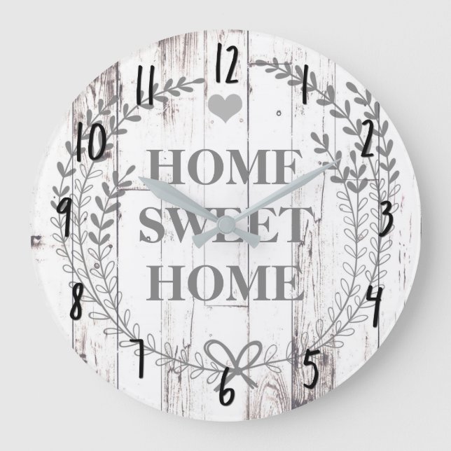 Grande Horloge Ronde White Wood Rustic (Recto)