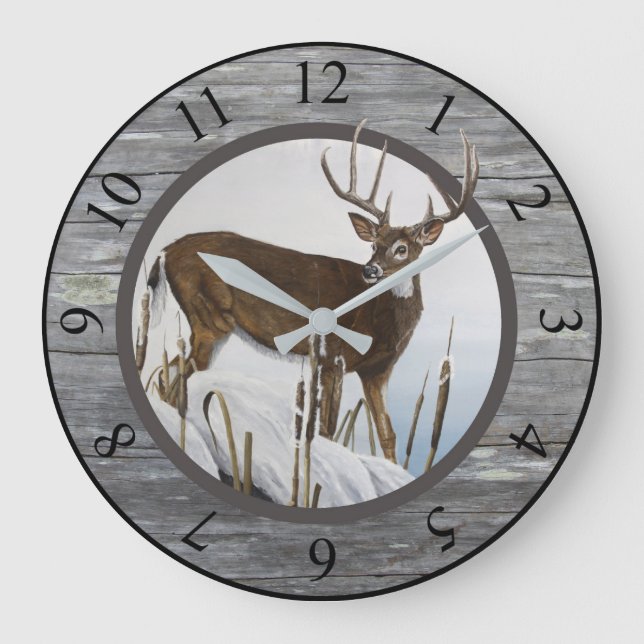 Grande Horloge Ronde Whitetail Deer Rustic (Recto)