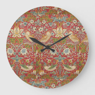 Grande Horloge Ronde William Morris Strawberry Thief Red Floral