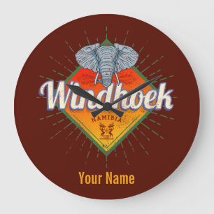 Grande Horloge Ronde Windhoek Namibie Retro Elephant Afrique Vintage