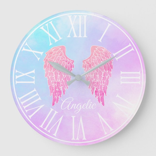 Grande Horloge Ronde Wings Purple & Blue Pastel (Recto)