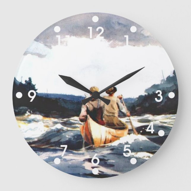 Grande Horloge Ronde Winslow Homer : Canoë dans les rapides (Recto)