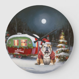 Grande Horloge Ronde Winter Bulldog Caravan Christmas Adventure
