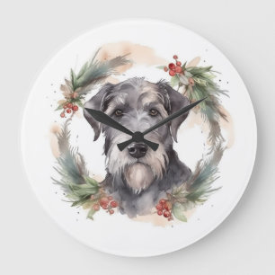 Grande Horloge Ronde Wolfhound Festive Wreath