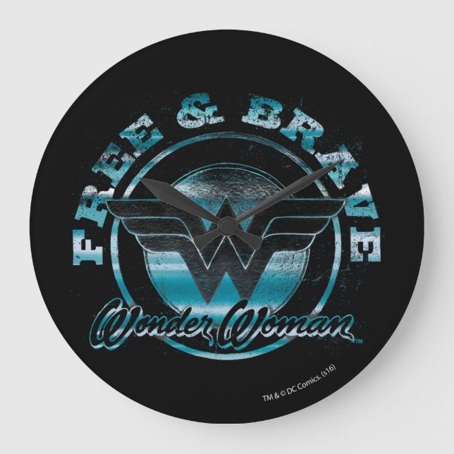 Grande Horloge Ronde Wonder Woman Grunge Graphic gratuit et courageux G (Recto)