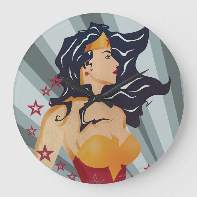 Grande Horloge Ronde Wonder Woman Profil rétrospectif Sunburst (Recto)