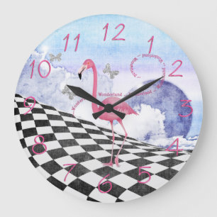 Grande Horloge Ronde Wonderland Pink Flamingo