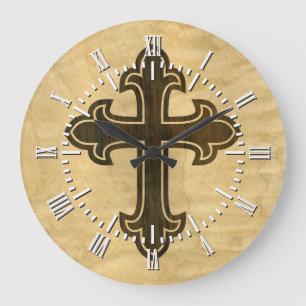 Grande Horloge Ronde Wooden Cross Fleury Rosewood on Maple