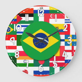 Grande Horloge Ronde World Flags Wall Clock – International Decor