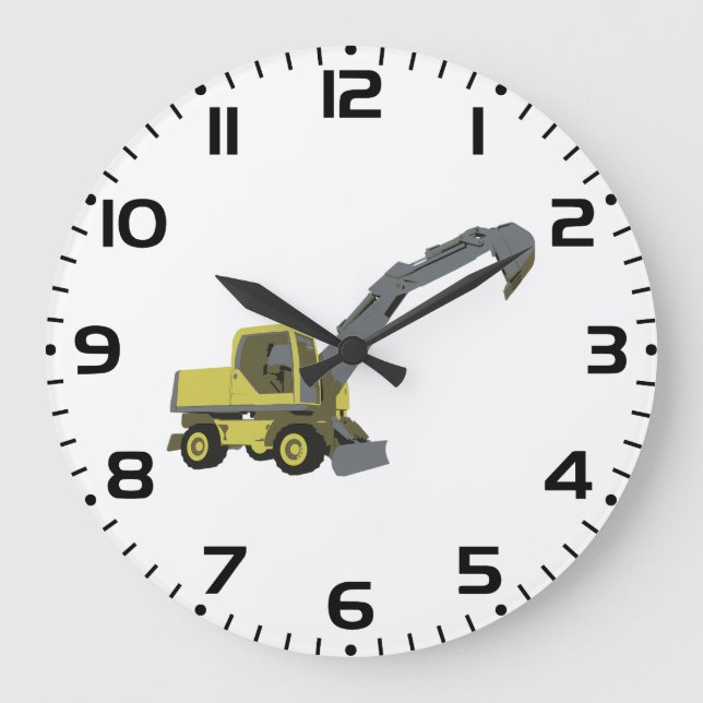 Grande Horloge Ronde Yellow Excavator Construction Machinery (Recto)