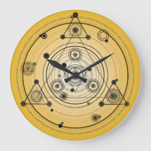 Grande Horloge Ronde Yellow sacred geometry circle with alchemy