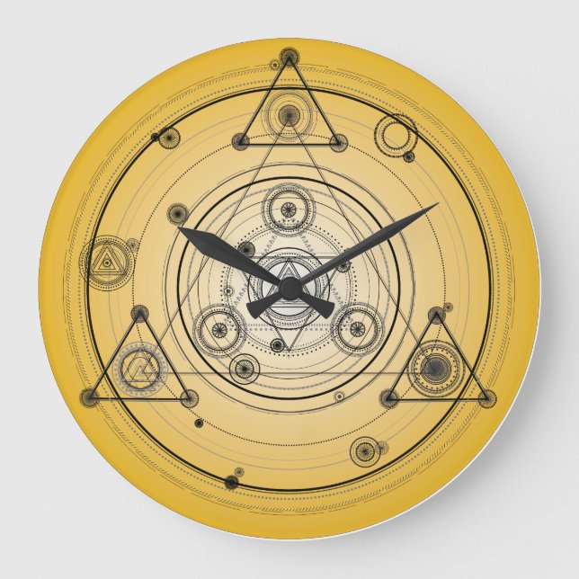 Grande Horloge Ronde Yellow sacred geometry circle with alchemy (Recto)