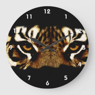 Grande Horloge Ronde Yeux d'un tigre