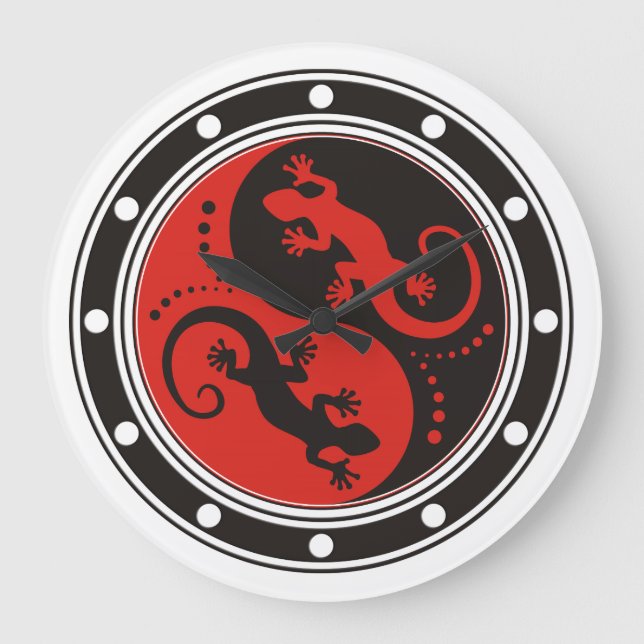 Grande Horloge Ronde YIN & YANG Geckos black red + your background idea (Recto)