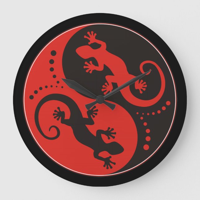 Grande Horloge Ronde YIN & YANG Geckos black red + your background idea (Recto)