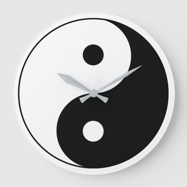 Grande Horloge Ronde Yin Yang noir et blanc (Recto)