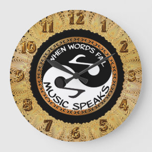 Grande Horloge Ronde Yin Yang with music words 1