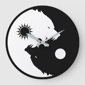 Grande Horloge Ronde Yin Yang Wolves
